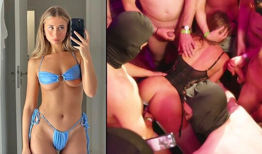 Известная онлифанщица Лили Филипс устраивает очередную порно оргию с толпой мужиков